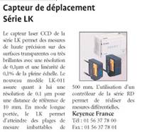 Capteur de d�placement laser CCD