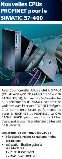 Nouvelles CPUs Profinet " Simatic S7-400
