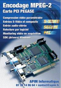 Encodage MPEG-2 Carte PCI PEGASE