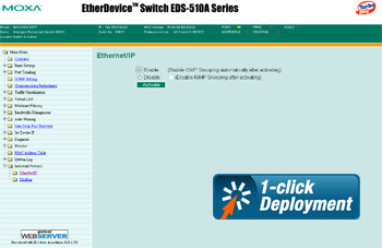 La fonction Ethernet/IP est accessible d’un seul clic sur le site web