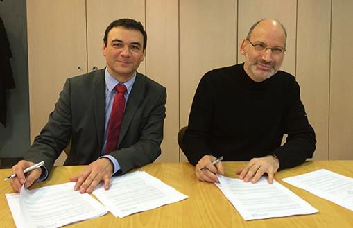 A gauche : Xavier Apolinarski, Président de la SATT Paris-Saclay. A droite : Pierre-Paul Zalio, Président de l'ENS Cachan.
